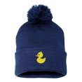 thumbnail image 1 of PP-BNE Embroidered Pom Pom Rubber Duck Beanie for Men and Women-RubberDuck-EM-0018-Navy, 1 of 1