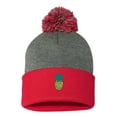 thumbnail image 1 of PP-BNE Pineapple Embroidered Warm Pom Pom Beanie for Men and Women-EM-0009-Gray-Red, 1 of 1