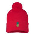 thumbnail image 1 of PP-BNE Pineapple Embroidered Warm Pom Pom Beanie for Men and Women-EM-0009-Red, 1 of 1