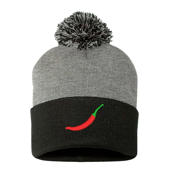 PP-BNE Red Chili Hot Pepper Beanie for Men and Women-EM-0031-Gray-Black