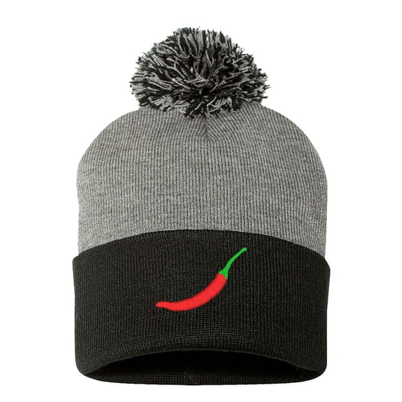 PP-BNE Red Chili Hot Pepper Beanie for Men and Women-EM-0031-Gray-Black
