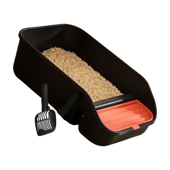 PP Cats Litter Pan Low Front Access Spillprevent High Edges Kittens Toilet with Litter Shovel for Indoor Easy to Clean