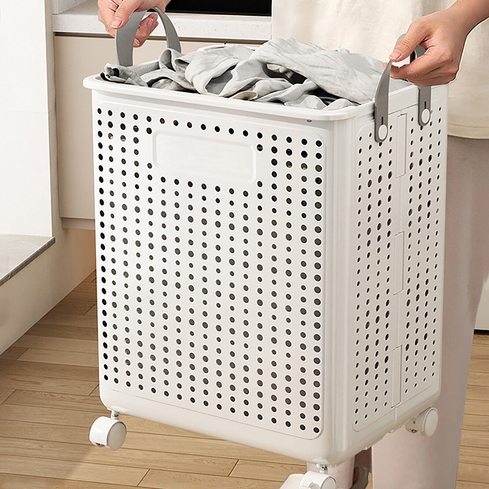 PP Clothes Basket, Dirty Clothes Hamper 4 Wheels For Use in Closets ...