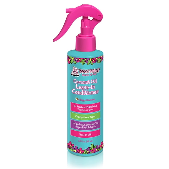 Piggy Paint Coconut Oil Kids Leave in Conditioner Detangler Spray for Kids, Happy Hawaiian scent, 8.5 fl oz