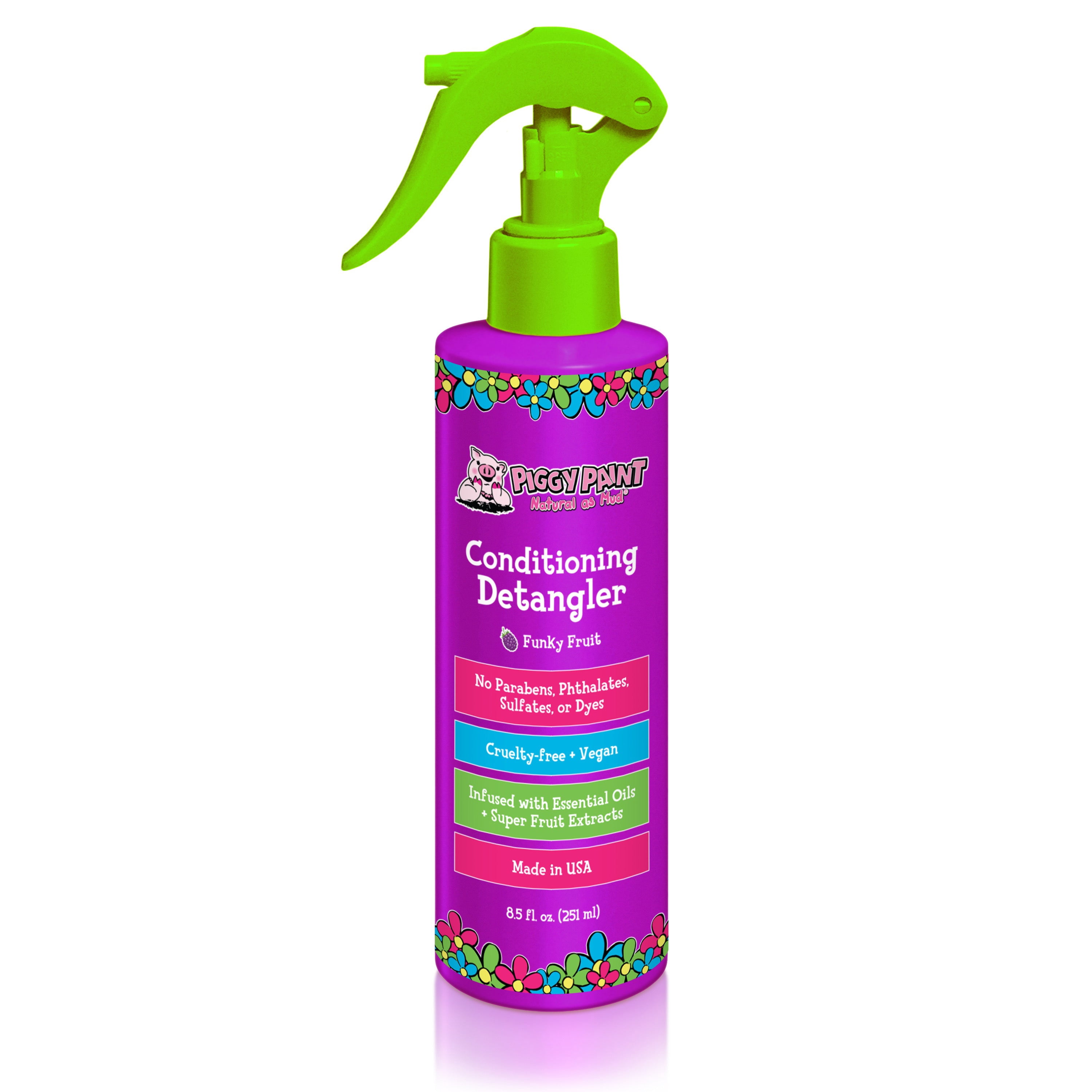 Piggy Paint Kids Conditioning Detangler Spray for Kids, Funky Fruit Scent, Essential Oils, Super Fruit Extracts, 8.5 fl oz