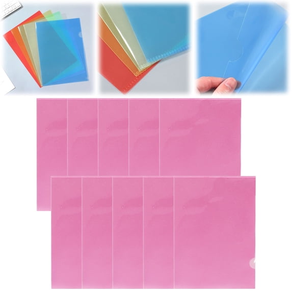 PP L-Shaped Single Sheet Folder With Clip For Student Test Paper Storage - Pink