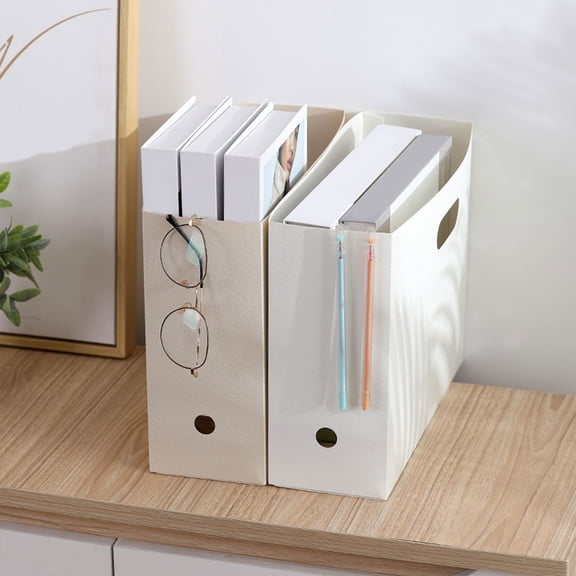PP Magazine File Holder, Standing Desk Document Storage Organizer, For Home Office Classroom Book Newspaper Arrangement(Beige)