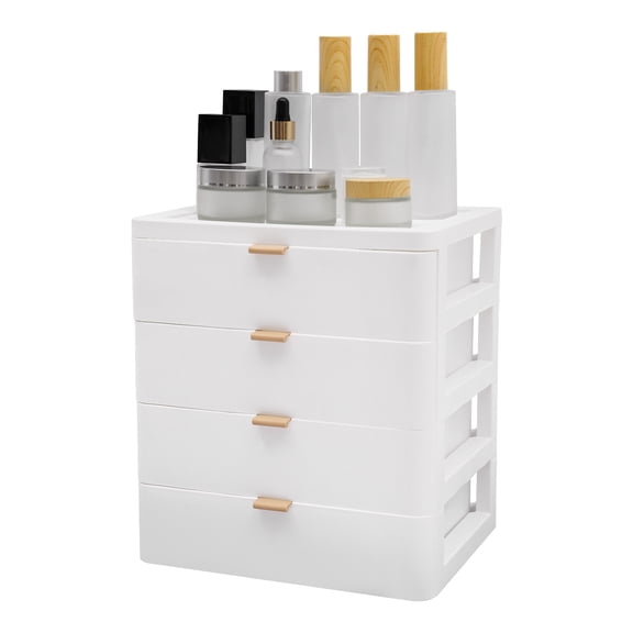PP Material Desktop Storage Box Rectangular Tabletop Desk Organizer with Drawer Modern Style