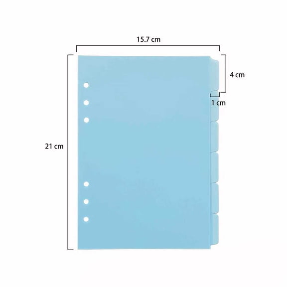 PP Notebook Index Divider Sheets 6/3 Holes Tab Divider for Binder Rectangle Light Sky Blue 210x157mm