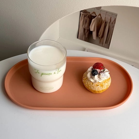 PP Oval Tray Cake Dessert Utensil Tray Ins Korean Dumpling Plate Jewelry Storage Plate Restaurant Insulation Pad Fruit Plate