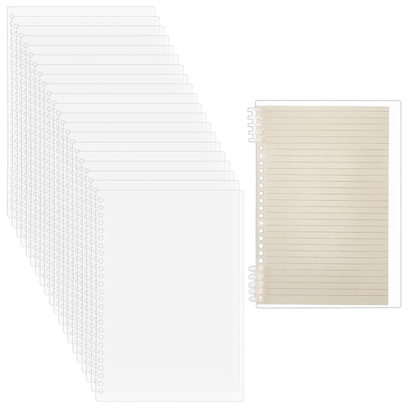 PP Plastic Binder Dividers 26-Hole Index Page Tab for Planner & Notebook & Loose Leaf Binders Rectangle Clear 262x185x1mm Hole: 5mm