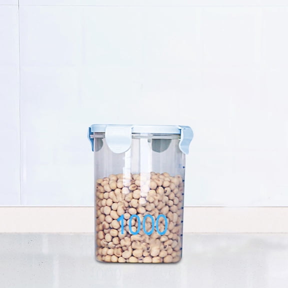 PP Plastic Clear Round Storage Jars with Airtight Lids - 4-Pack Graduated Sealing Jars for Grains, Snacks, Baking Ingredients | BPA-Free Kitchen Canisters with Scale for Yoghurt, Cheese, Cake