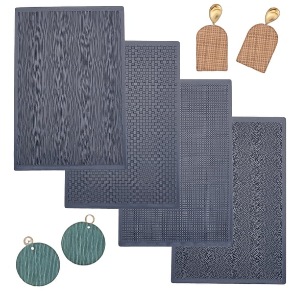 PP Plastic Creasing Plate Sets for DIY Clay Making Rectangle Black 148x99x2mm 4pcs/set for DIY