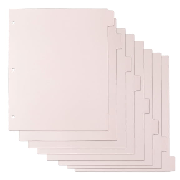 PP Plastic Notebook Index Divider Sheets 3 Holes Tab Divider for Binder Rectangle Misty Rose 280x229x0.3mm Hole: 7mm 8pcs/set