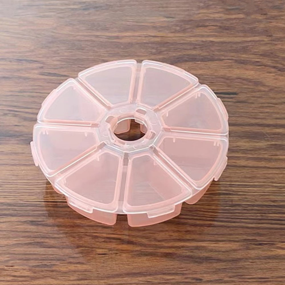PP Plastic Weekly Pill Organizer 7 Days & Backup Pill Planners Travel Friendly Flat Round Light Salmon 104x27mm 8 compartments DIY