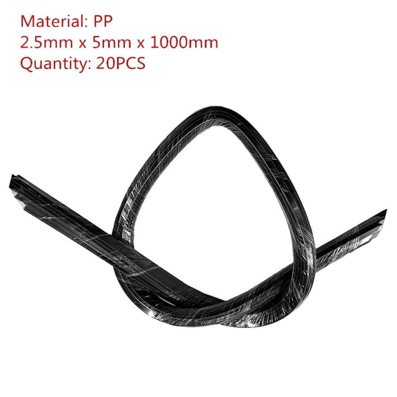 PP Plastic Welding Rods 2.5mm x 5mm x 1000mm, 20pcs Black for Car Bumper Repair, For Plastic Welder Tools