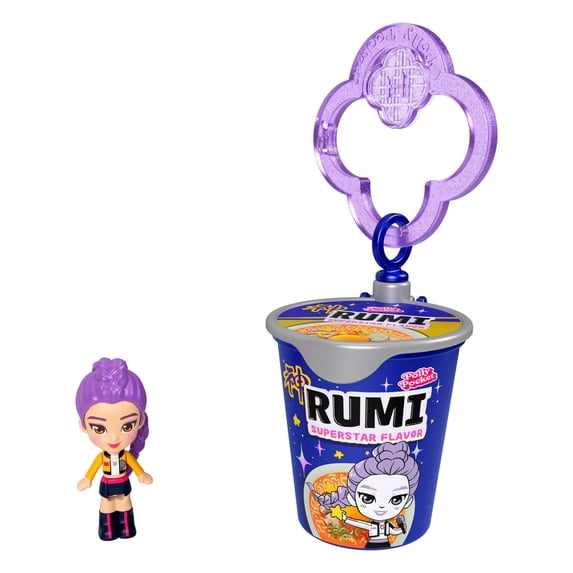 Polly Pocket x KPop Demon Hunters Miniature Dolls, Toy Collectible Characters, Ramen Cup Keychain