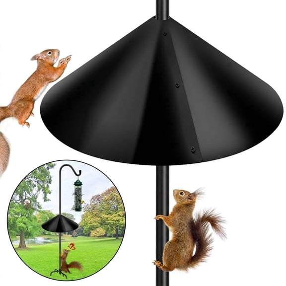 PP Squirrel Proof Baffle, 16 Inch Pole Mount Squirrel Guard Stopper for Outdoors Bird Feeder Pole, Black
