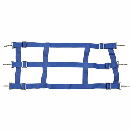 Jeffers Equine Adjustable Open Horse Stall Guard, Blue – Heavy Duty Poly Web Stable Gate Barrier and Stall Door Accessories for Horses, Barns, Stables & Equestrian Use - 18”H x 36”-48”L