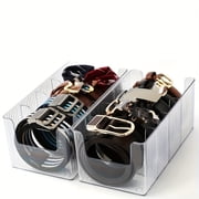 PP Storage Box with Dividers for Belts, Jewelry Organizer with Compartments, Drawer Insert for Wardrobe Closet