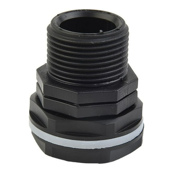 PP Tank Bushing Threaded Fitting Flange Connection External Thread 3/4 1 2 Inch Black Plastic Sturdy Quick Connect Rainwater Harvesting System Garden Irrigation Equipment