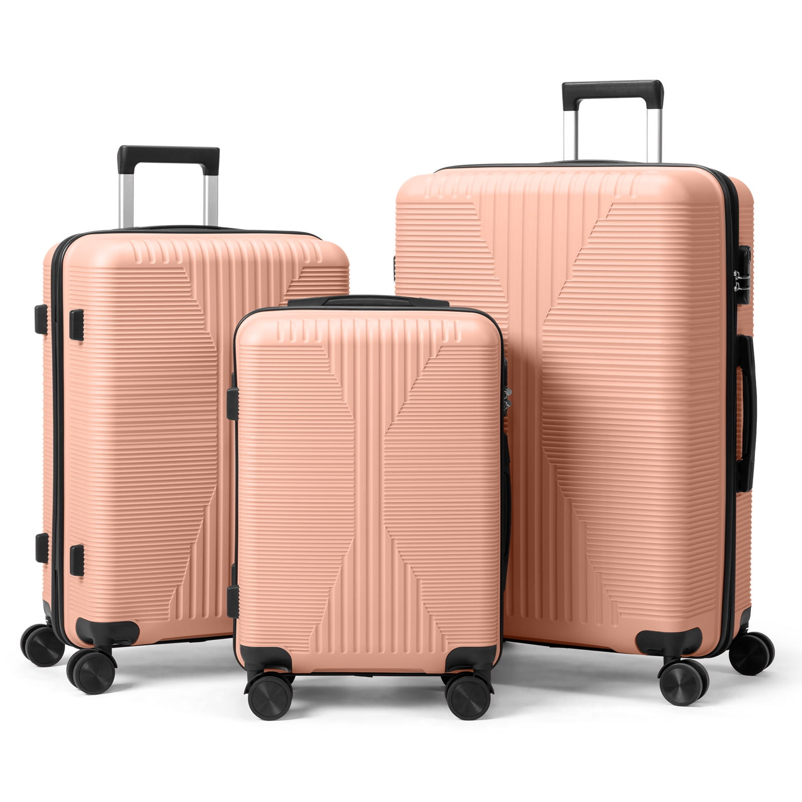 PP Trolley Case, 20in 24in 28in 3PCS Suitcase Set, Pink