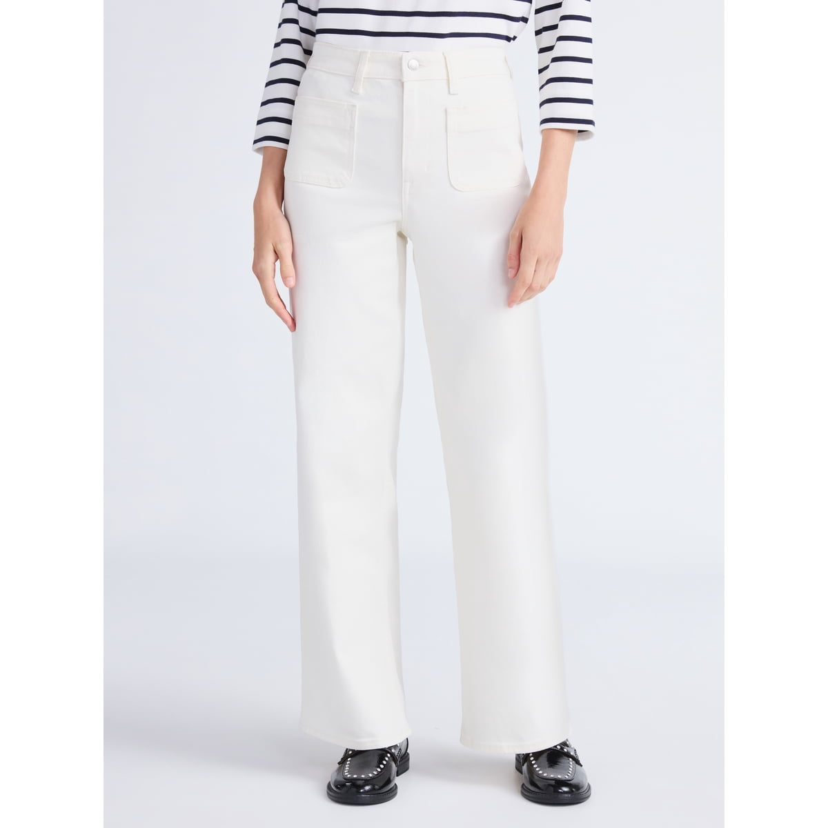 Women's Wide Leg Jeans with Patch Pockets, 30", 32", and 34" Inseams, Sizes 0-26 Plus