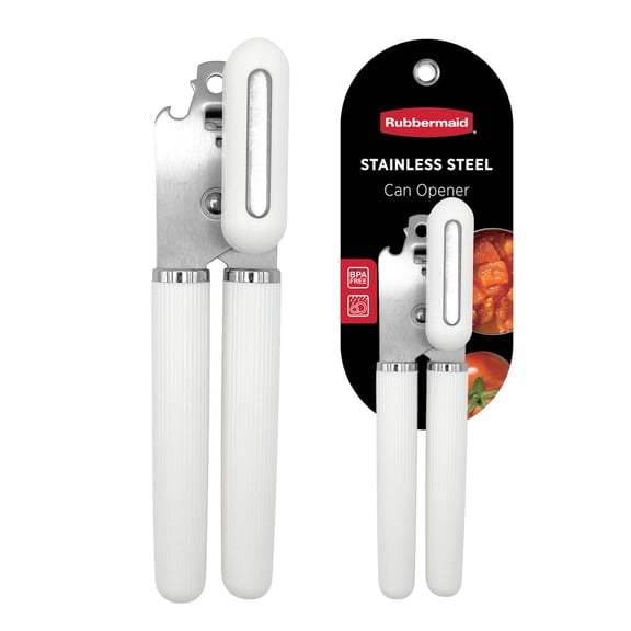 Rubbermaid PP and Stainless Steel Can Opener with BPA-Free Silicone Handle, 8” x 1.9”, Coconut Milk