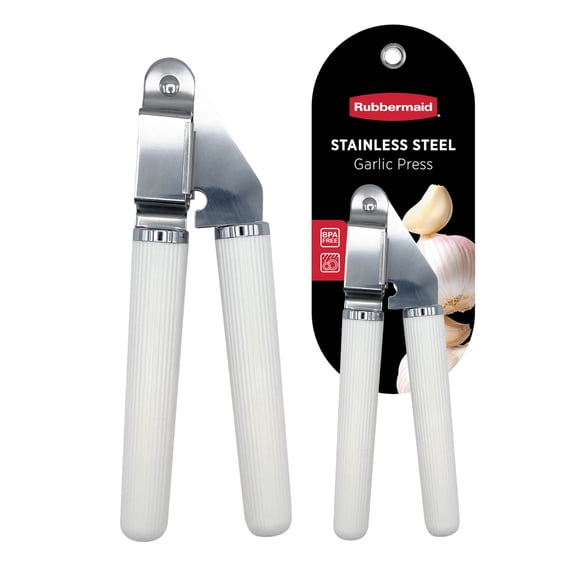 Rubbermaid Garlic Press, Stainless Steel Garlic Mincer with BPA-Free Handle, 7.5” x 2.5”,Coconut Milk