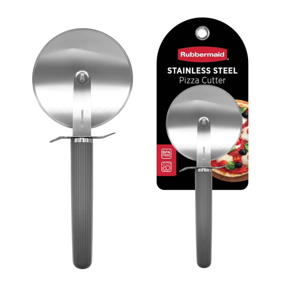 Rubbermaid Stainless Steel 9.1” BPA-Free Wheel Pizza Cutter with Silicone Handle, Charcoal