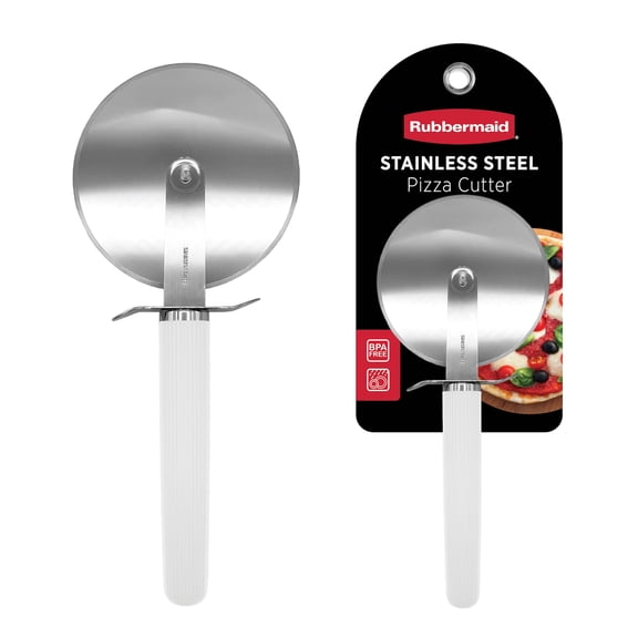 Rubbermaid Stainless Steel 9.1” BPA-Free Wheel Pizza Cutter with Silicone Handle, Coconut Milk