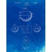 PP222-Faded Blueprint Basketball 1929 Game Ball Patent Poster Poster Print - Cole Borders (18 x 24)