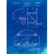PP381-Faded Blueprint Basketball Goal Patent Print Poster Print - Cole Borders (18 x 24)