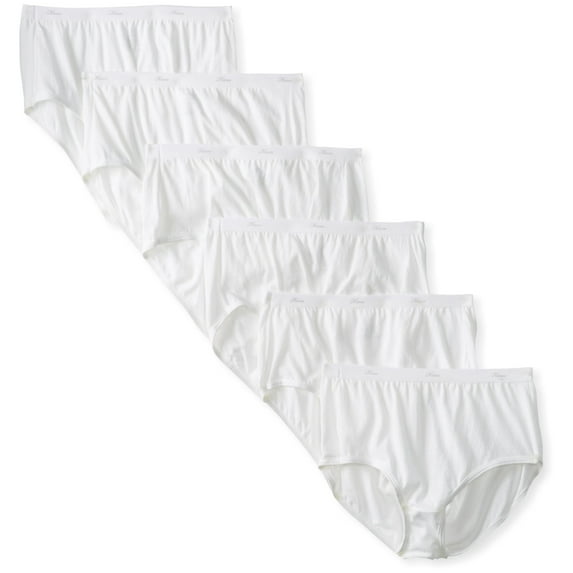 PP40WH Hanes ; Cool Comfort Women's Cotton Brief Panties 6-Pack COLOR white SIZE 10