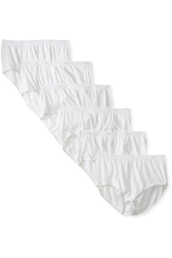 PP40WH Hanes ; Cool Comfort Women's Cotton Brief Panties 6-Pack COLOR white SIZE 10