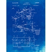 PP454-Faded Blueprint Basketball Adjustable Goal 1962 Patent Poster Poster Print - Cole Borders (18 x 24)