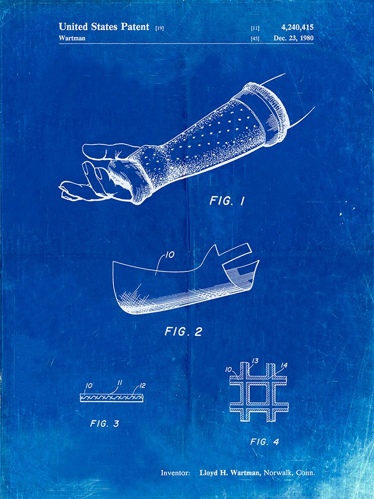 PP687Faded Blueprint Orthopedic Hard Cast Patent Poster Poster Print
