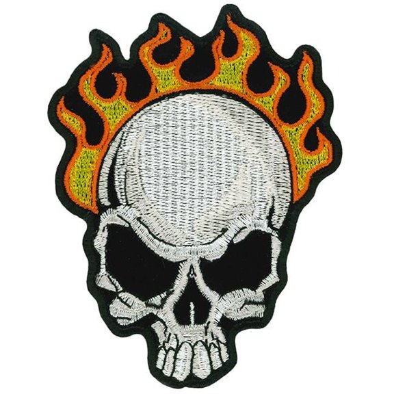 PPA1032 Fire Skull Patch - Multi Color - 3 x 4 in. - Heat-Sealed Backing