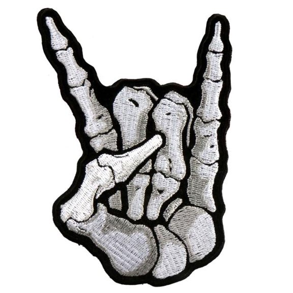 PPA9100 Skeleton Devil Horns Patch - Multi Color - 3 x 5 in. - Iron-On/Sew-On