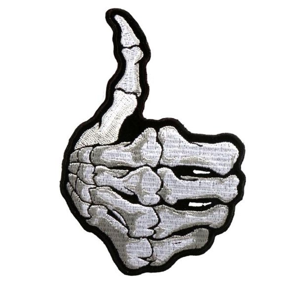 PPA9110 Skeleton Thumbs Up Patch - Multi Color - 3 x 5 in. - Iron-On/Sew-On