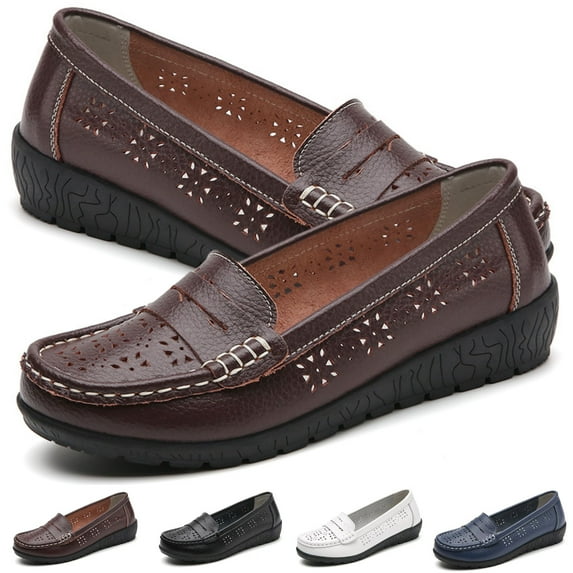 CHICVOMEY Breathable Mesh Flats for Women Loafers Business Casual Loafers Shoes with Arch Support Penny Loafers Slip On Dressy Shoes Comfort Flats for Walking&Work