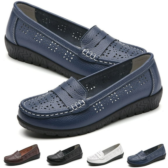 CHICVOMEY Breathable Mesh Flats for Women Loafers Business Casual Loafers Shoes with Arch Support Penny Loafers Slip On Dressy Shoes Comfort Flats for Walking&Work