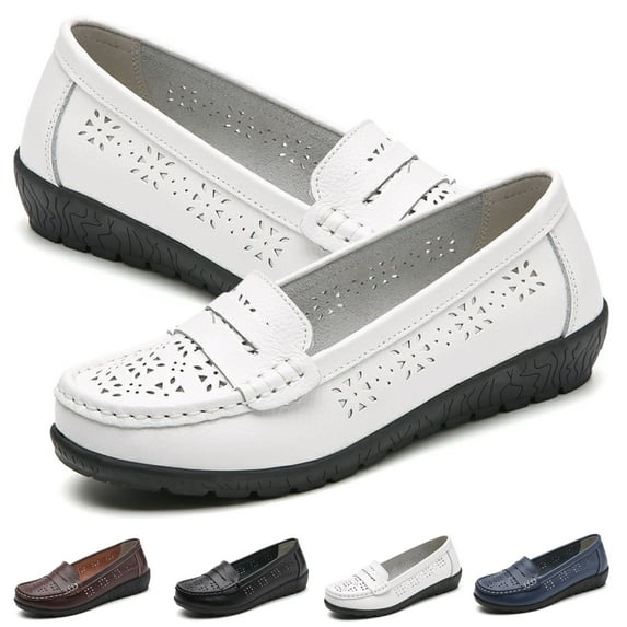 CHICVOMEY Breathable Mesh Flats for Women Loafers Business Casual Loafers Shoes with Arch Support Penny Loafers Slip On Dressy Shoes Comfort Flats for Walking&Work