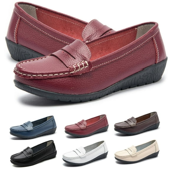 CHICVOMEY Classic Comfort Flats for Women Loafers Business Casual Loafers Shoes with Arch Support Penny Loafers Slip On Dressy Shoes Flats for Walking&Work