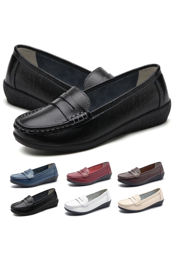 Classic Comfort Flats for Women Loafers Business Casual Loafers Shoes with Arch Support Penny Loafers Slip On Dressy Shoes Flats for Walking&Work