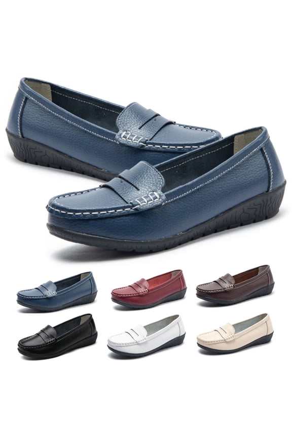 Classic Comfort Flats for Women Loafers Business Casual Loafers Shoes with Arch Support Penny Loafers Slip On Dressy Shoes Flats for Walking&Work