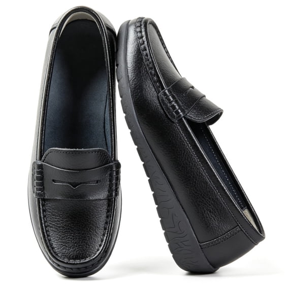 CHICVOMEY Classic Comfort Flats for Women Loafers Business Casual Loafers Shoes with Arch Support Penny Loafers Slip On Dressy Shoes Flats for Walking&Work