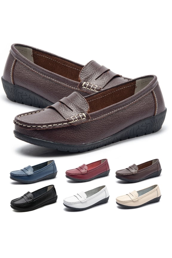 Classic Comfort Flats for Women Loafers Business Casual Loafers Shoes with Arch Support Penny Loafers Slip On Dressy Shoes Flats for Walking&Work