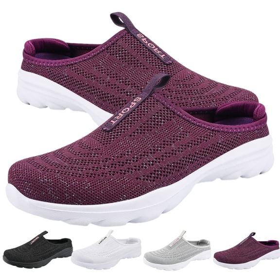CHICVOMEY Clogs Mules for Women Shoes Slip on Sneakers Flats Lightweight Breathable Mesh Comfort Walking Shoes