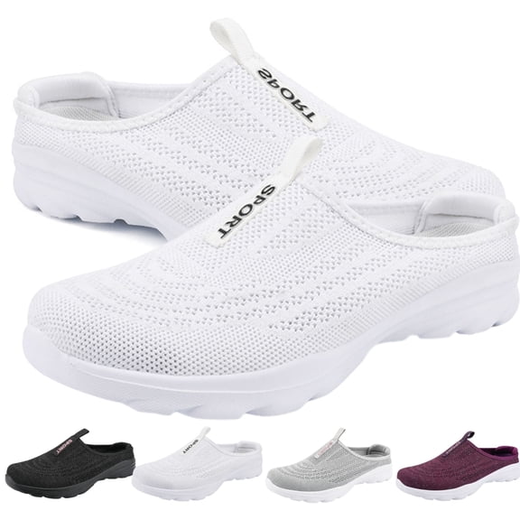 CHICVOMEY Clogs Mules for Women Shoes Slip on Sneakers Flats Lightweight Breathable Mesh Comfort Walking Shoes